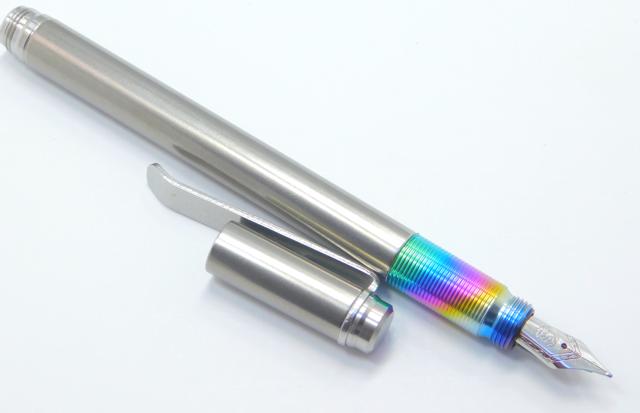 TiLiner Titanium Fountain Pen w/ rainbow grips